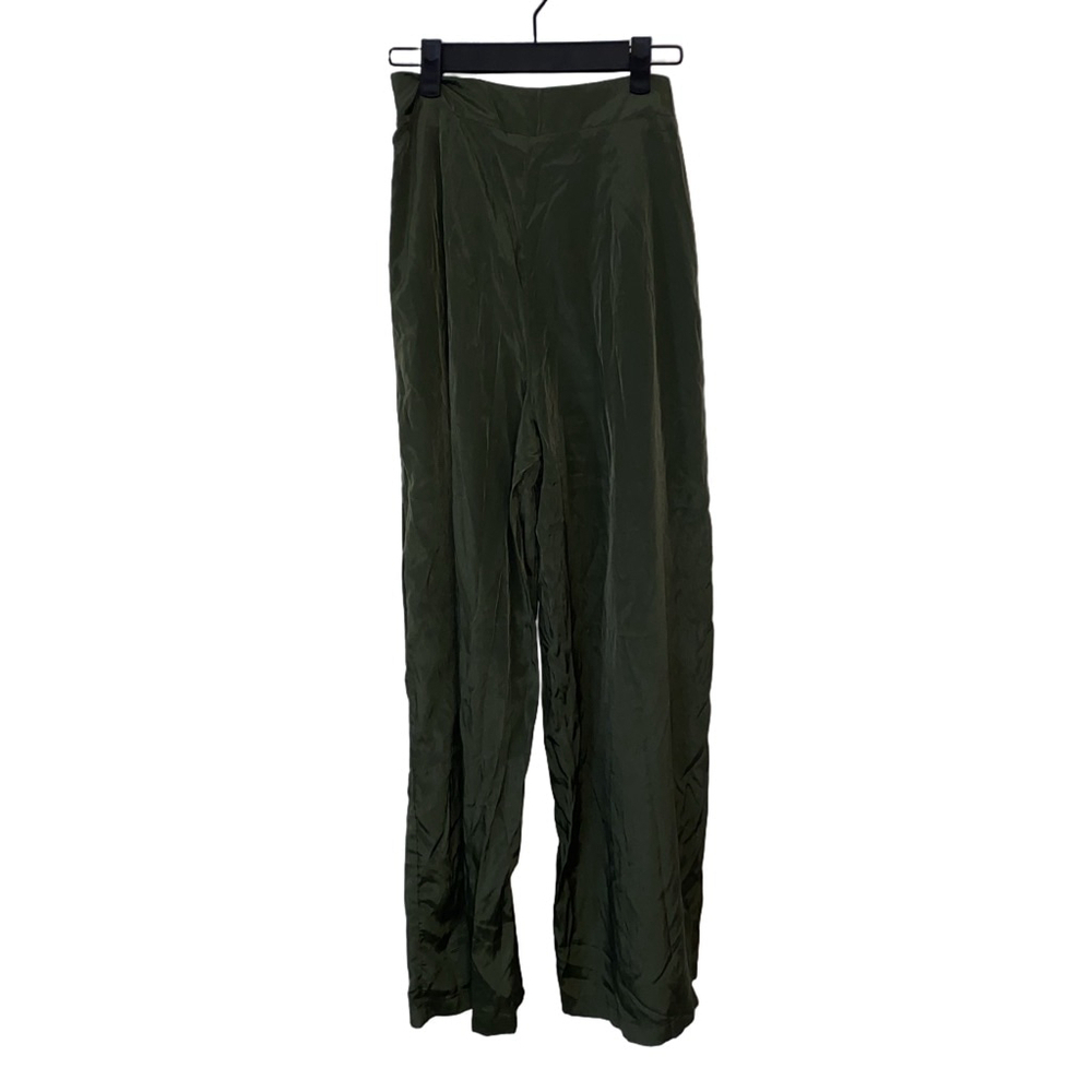 Women's FAERIESTY Silky Flowing Pants with pockets Size S Green